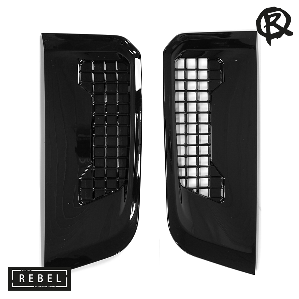 Defender L663 6 Piece Gloss Black Styling Pack - Front Canards, Side + Bonnet Vents