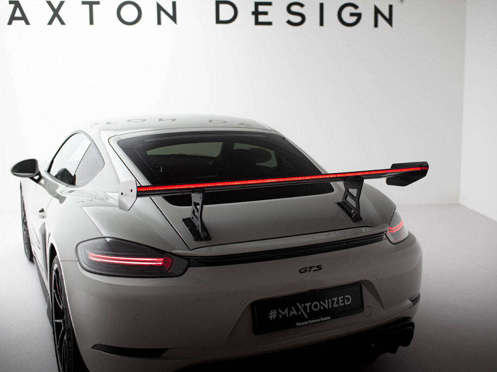 Carbon Spoiler With Internal Brackets Uprights V.1 + Led Porsche 718 Cayman Gts 982C