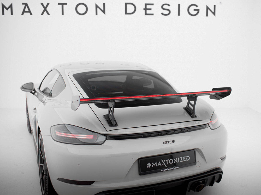 Carbon Spoiler With Internal Brackets Uprights V.1 + Led Porsche 718 Cayman Gts 982C