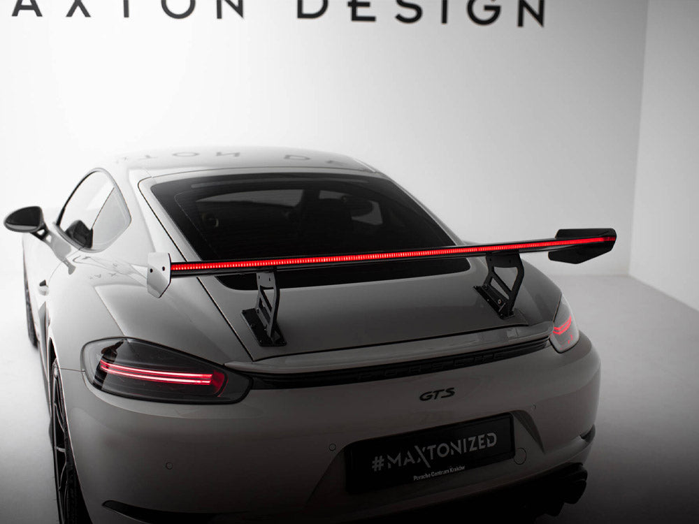 Carbon Spoiler With Internal Brackets Uprights V.2 + Led Porsche 718 Cayman Gts 982C