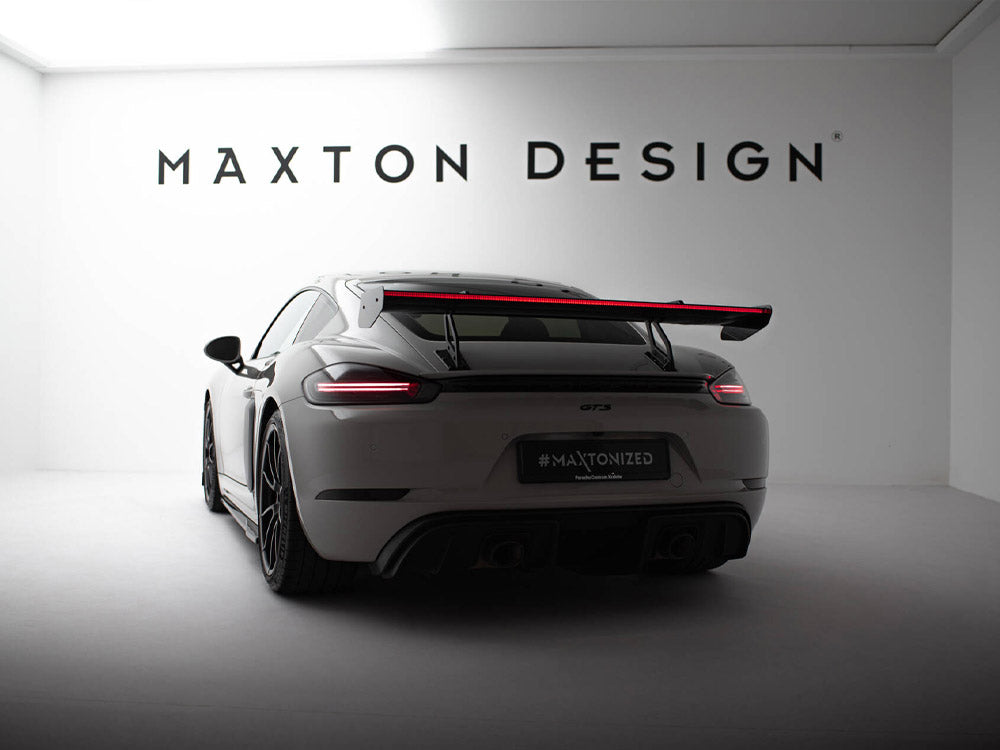 Carbon Spoiler With Upper Swan Mounting V.2 + Led Porsche 718 Cayman Gts 982C