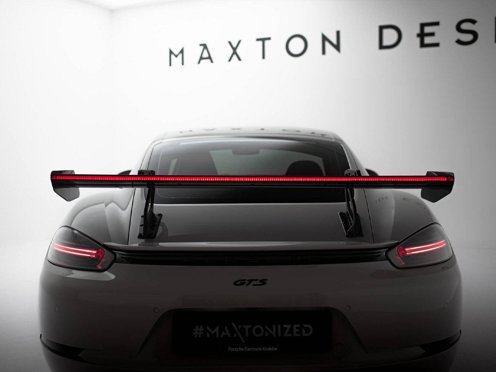 Carbon Spoiler With Upper Swan Mounting V.2 + Led Porsche 718 Cayman Gts 982C