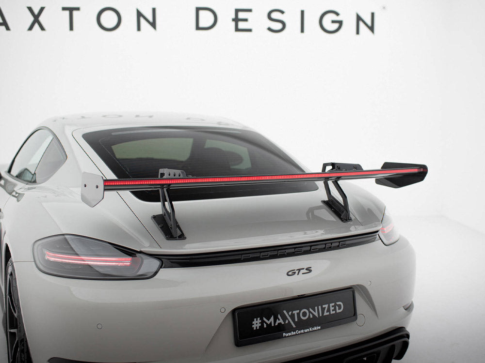 Carbon Spoiler With Upper Swan Mounting V.2 + Led Porsche 718 Cayman Gts 982C