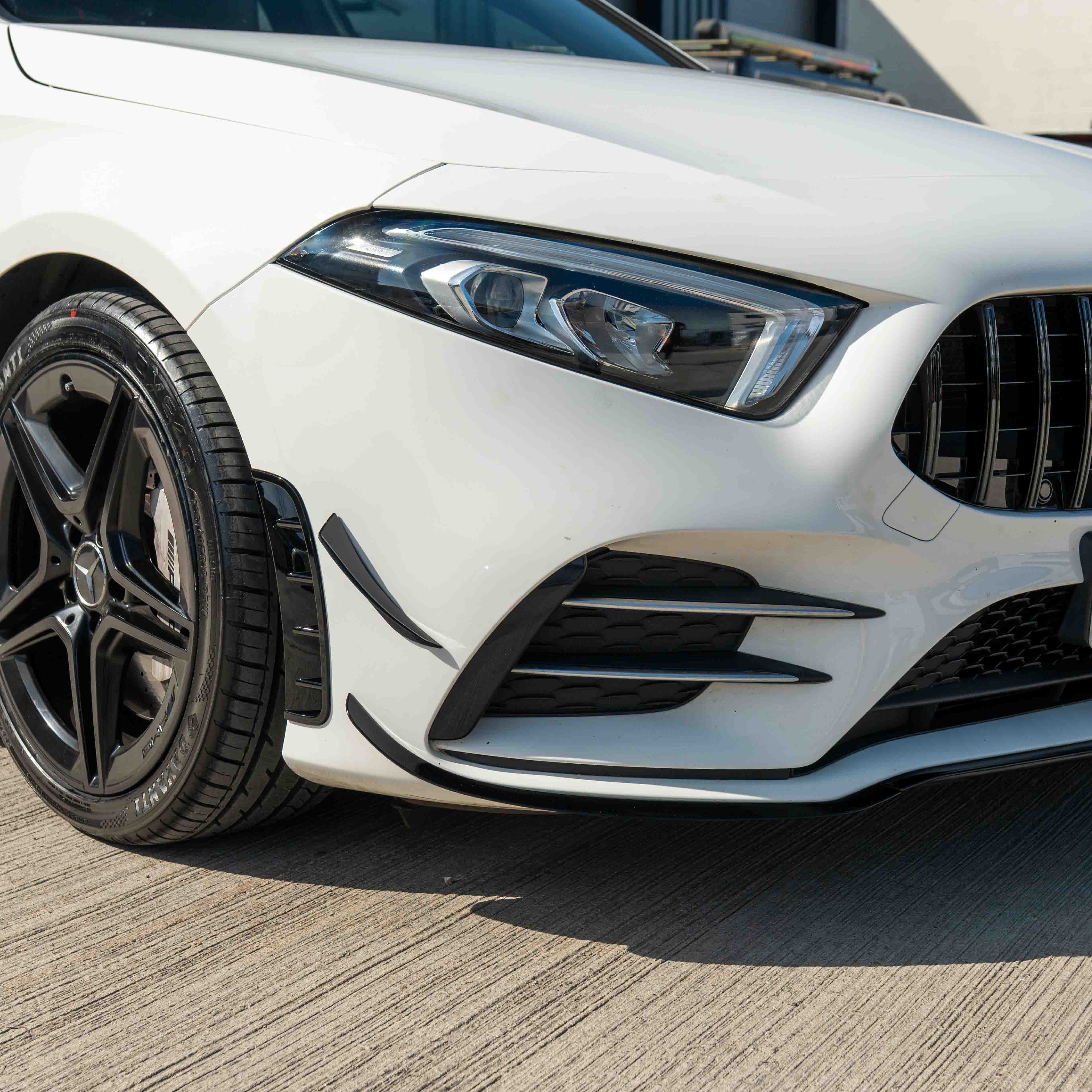 MERCEDES A-CLASS V177 & W177 2018-2022 GLOSS BLACK SPLITTER & CANARDS