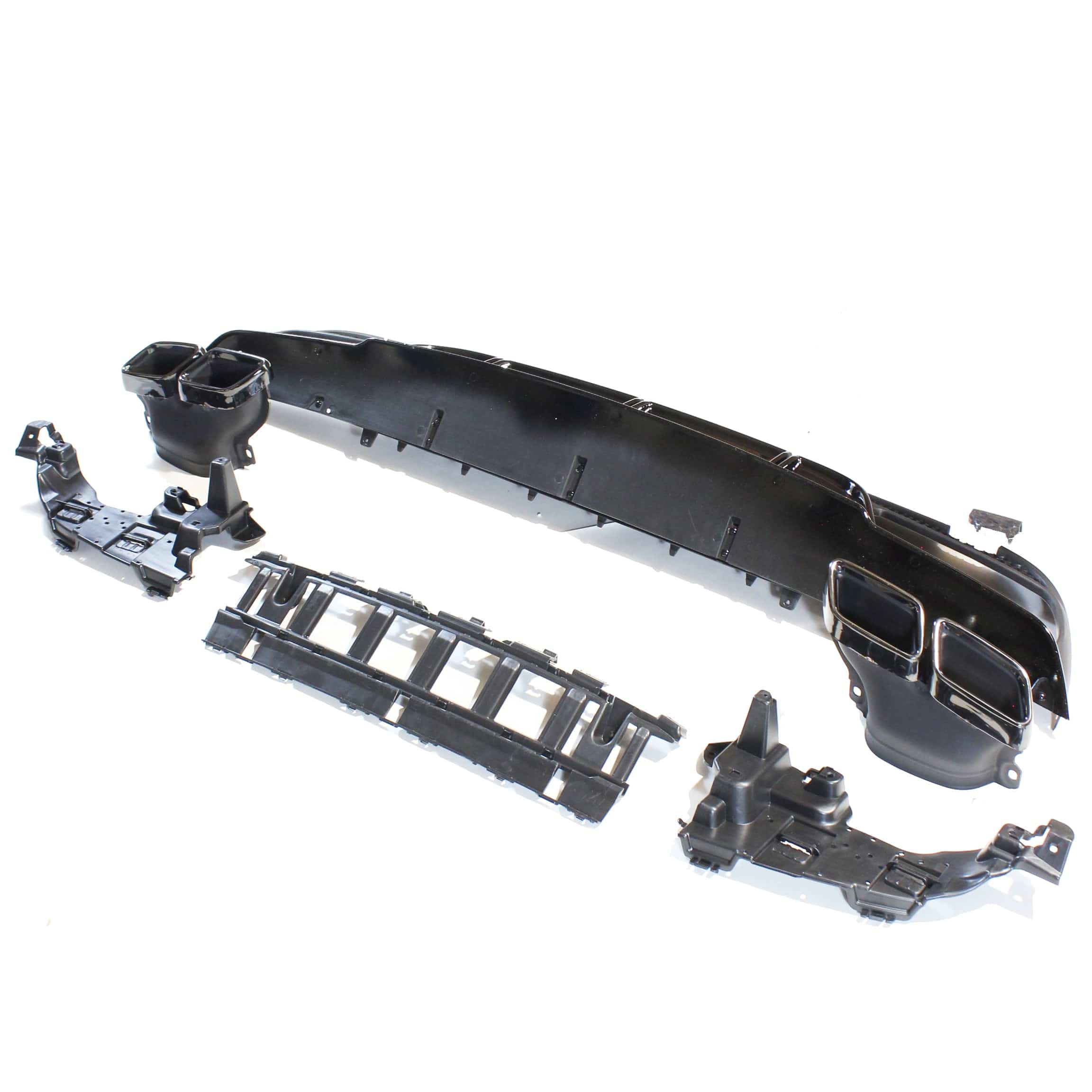 BLAK BY CT Diffuser MERCEDES C-CLASS SALOON/ESTATE W205 GLOSS BLACK DIFFUSER & BLACK TIPS