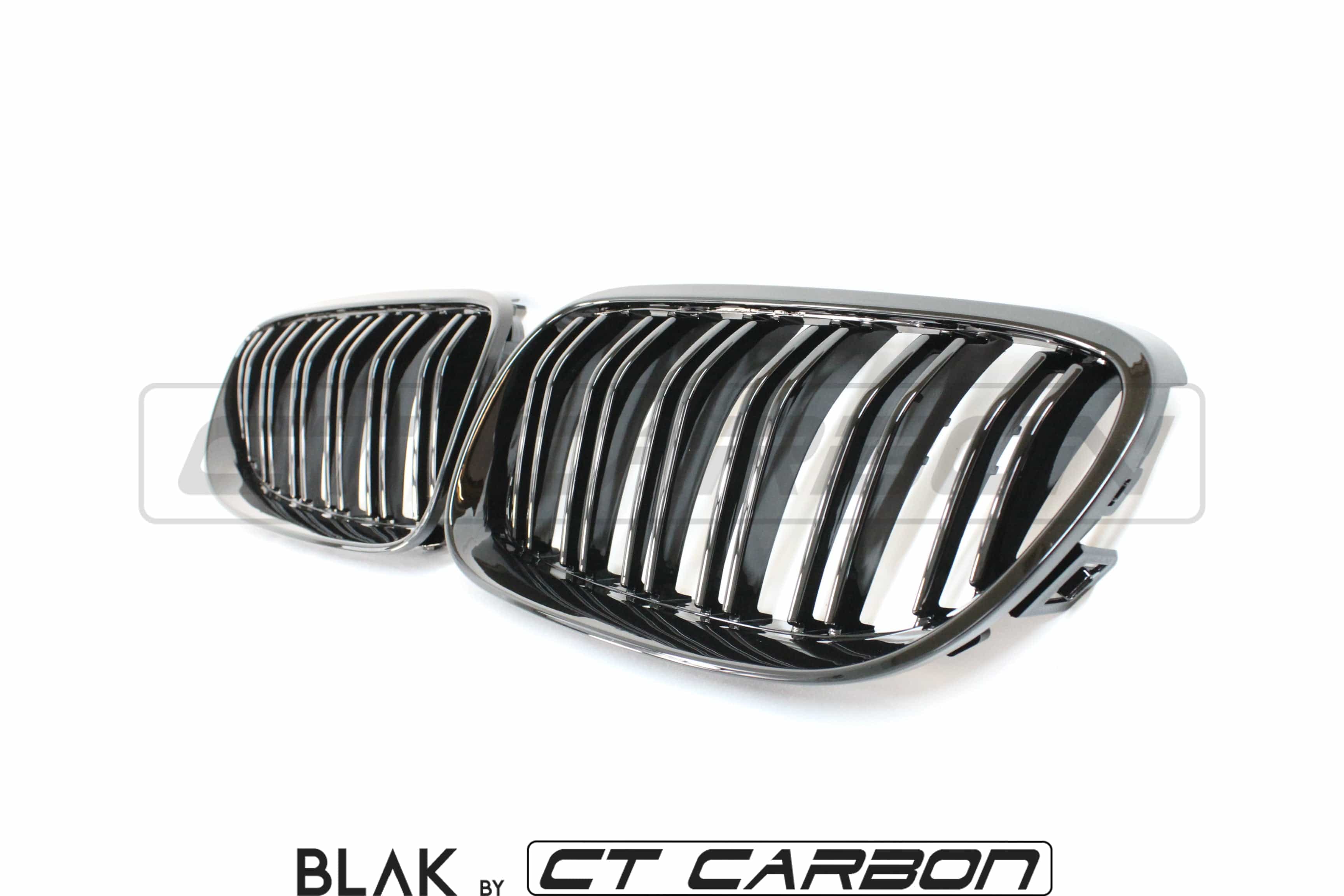 BLAK BY CT GRILLE BMW 3 SERIES E92 & E93 LCI DOUBLE SLAT BLACK GRILLES - BLAK BY CT CARBON