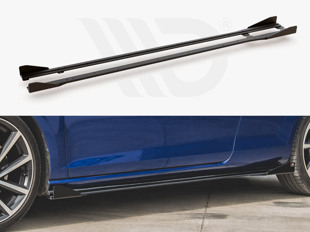 Street Pro Side Skirts Diffusers + Flaps Volkswagen Golf R / R-Line Mk7 Facelift