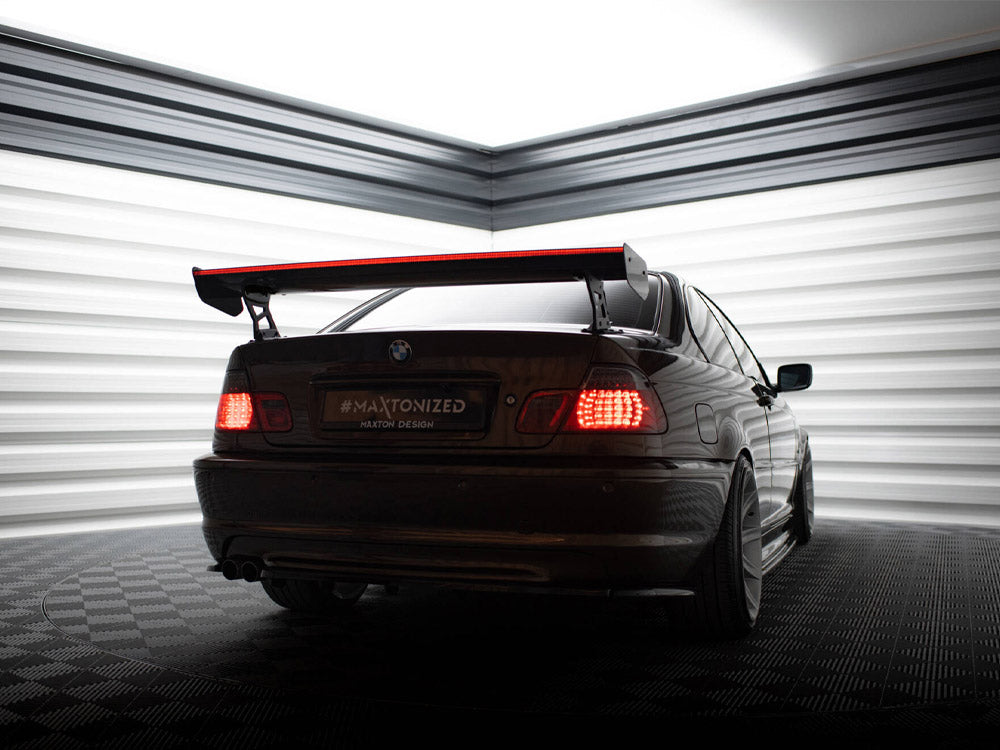 Carbon Spoiler With External Brackets Uprights + Led Bmw 3 Coupe E46