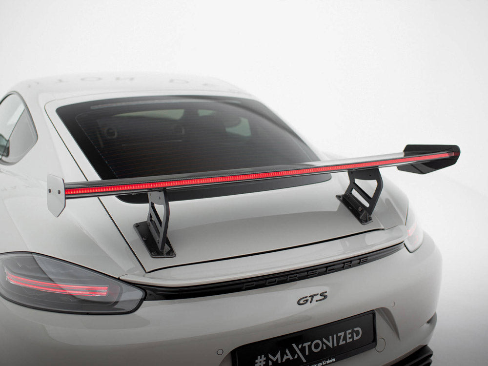 Carbon Spoiler With Internal Brackets Uprights V.2 + Led Porsche 718 Cayman Gts 982C