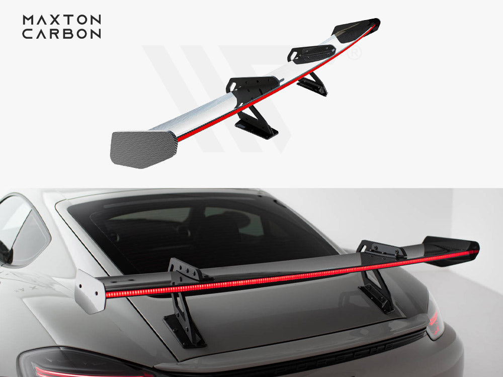 Carbon Spoiler With Upper Swan Mounting V.1 + Led Porsche 718 Cayman Gts 982C