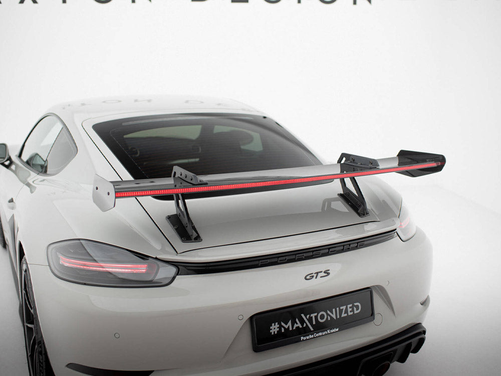 Carbon Spoiler With Upper Swan Mounting V.1 + Led Porsche 718 Cayman Gts 982C