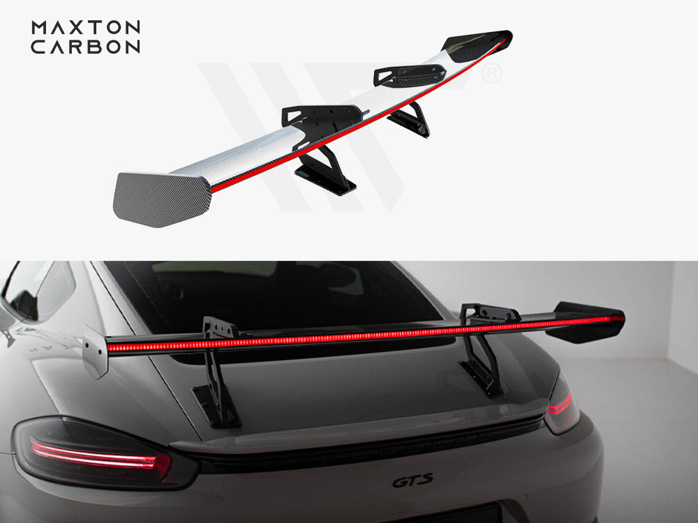 Carbon Spoiler With Upper Swan Mounting V.2 + Led Porsche 718 Cayman Gts 982C