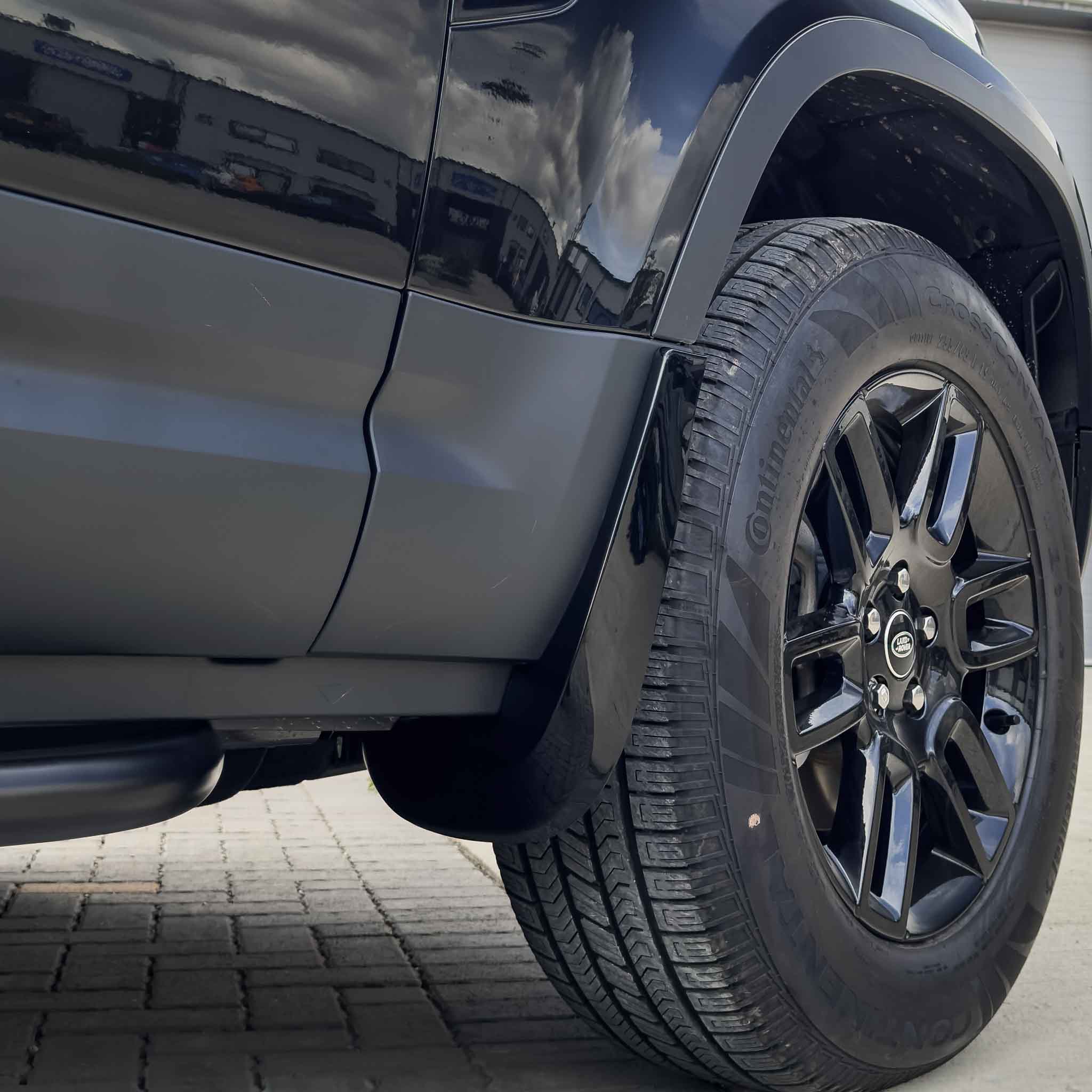 LAND ROVER DEFENDER L663 110 & 90 GLOSS BLACK MUD FLAPS