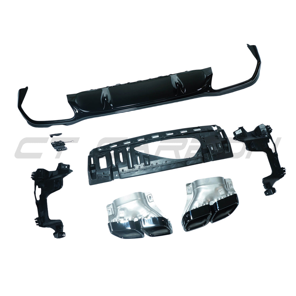 MERCEDES W213 2020-2023 E-CLASS GLOSS BLACK DIFFUSER & TIPS