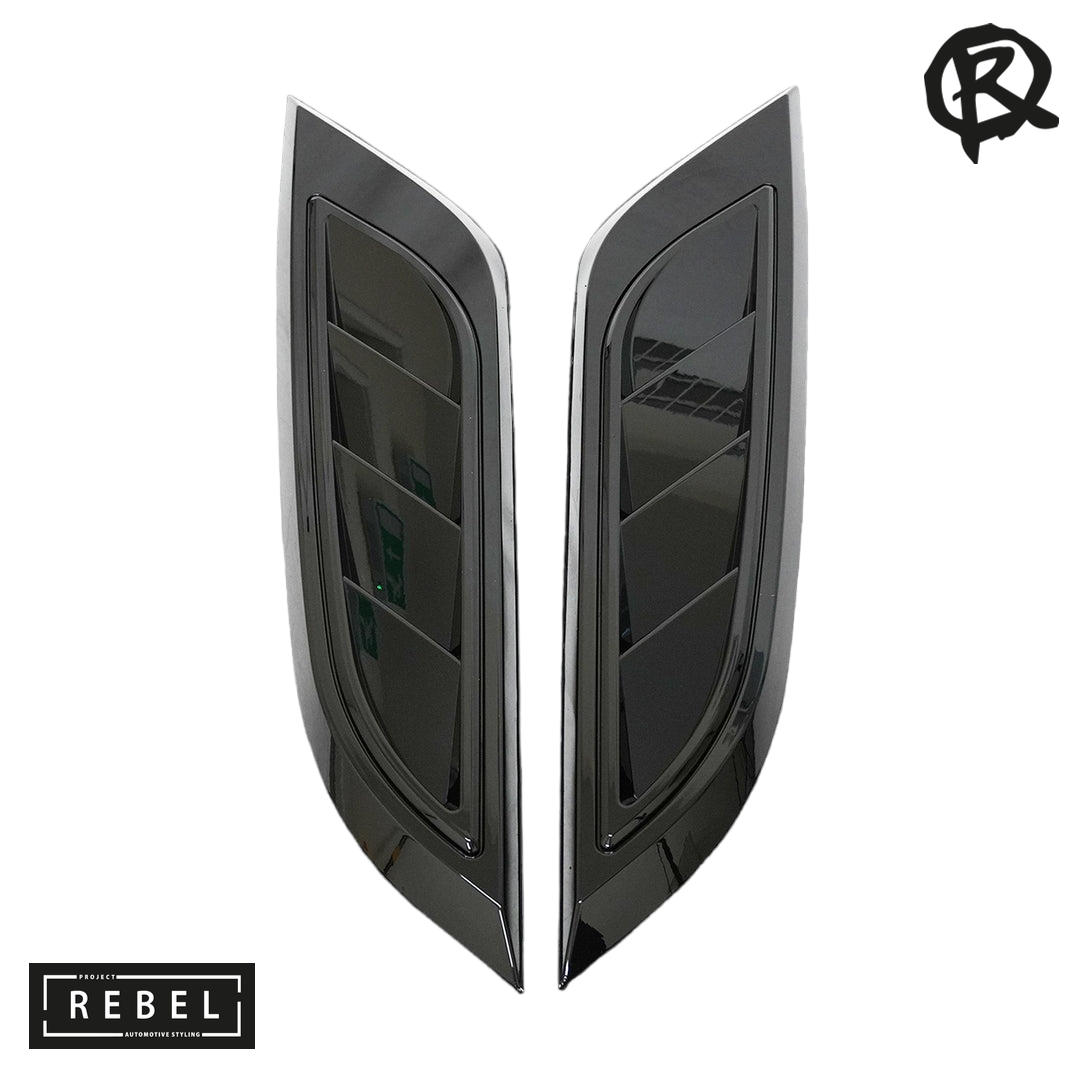 Defender L663 6 Piece Gloss Black Styling Pack - Front Canards, Side + Bonnet Vents