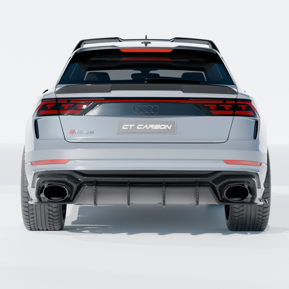 back of the audi rsq8 facelift carbon fibre kit