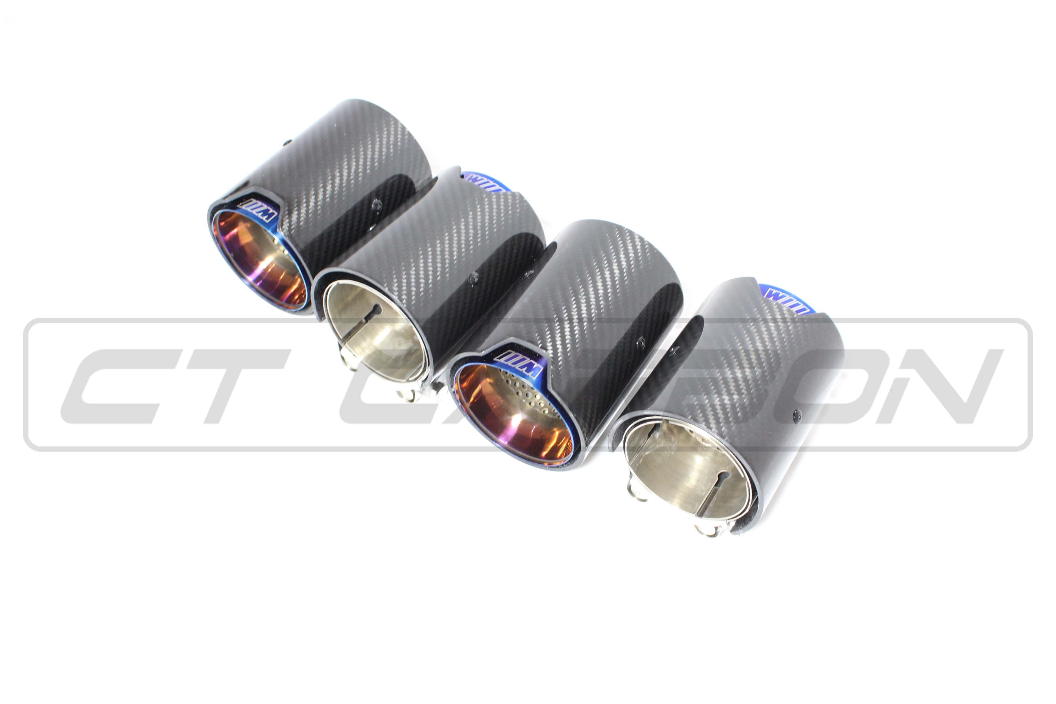 CT CARBON Splitter BMW M2/M3/M4/M5 F10/F80/F82/F83/F87 CARBON FIBRE EXHAUST TIPS - BURNT ENDS x4
