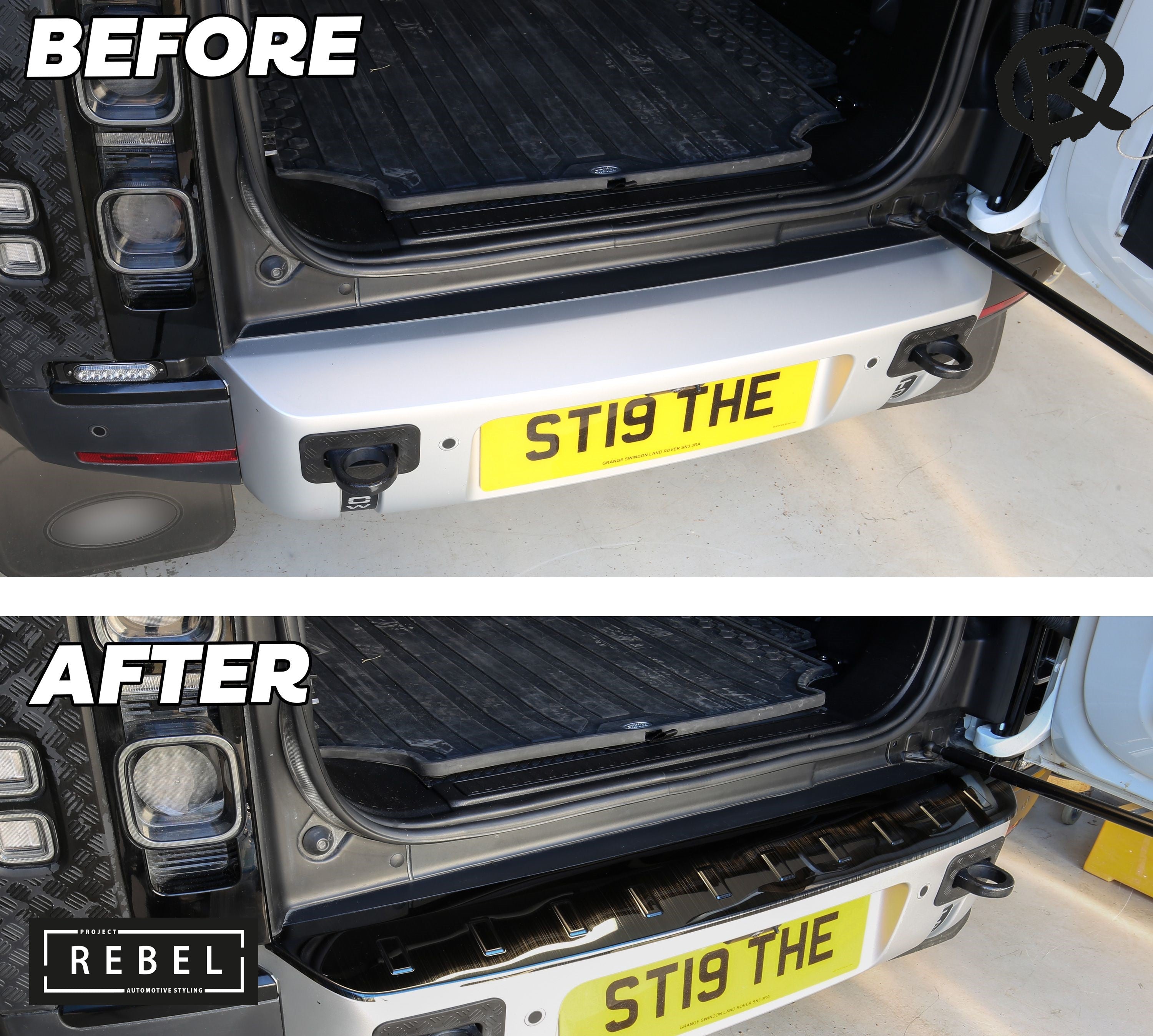 Defender L663 Extended Tailgate Scratch Protection Trim v2 - Gloss Black