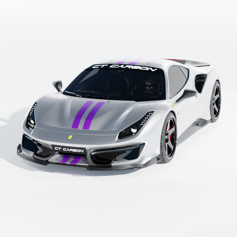 FERRARI 488 PISTA CARBON FIBRE SIDE SKIRTS - CT DESIGN